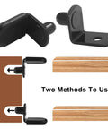 30 Pack L Shape Shelf Pins One Quarter Inch Bronze Finish Dowels For Pre Drilled Furniture with usage instructions diagram