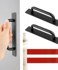Adhesive Cabinet Handles 5.83 Inch 2 Pack Push Pull No Drill Installation for Kitchen Cabinets Bathroom Vanities Matte Black Finish