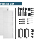 Solid Wood Paneled Double Sliding Barn Door System With Hardware Kit Set Includes Two Forty Inch Doors For Space Saving Room Divider