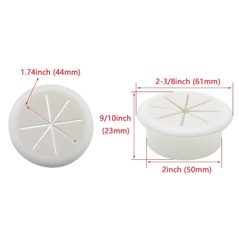 Two Pack 2 Inch Desk Cord Grommets White Cable Hole Covers For Office And PC Desk Cable Management Pass Through Grommets 50mm Flexible Wire Cover Set For Quick Install