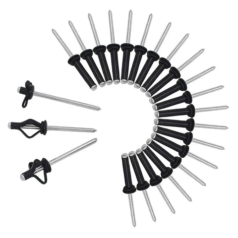Aluminum Alloy Long Grip Tri Grip Rivets For Kayak Builds And Boats Marine Grade Tri Fold Bulb Mounting Rivets Blind Assortment Kit, black