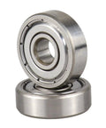 20 Piece 625ZZ Mini Ball Bearings 5x16x5mm ABEC5 Z3V3 Double Shield Low Noise High Speed For 3D Printers And CNC Machines Pro Grade For Motors Power Tools Toys And Home Appliances, close-up on two steel bearings