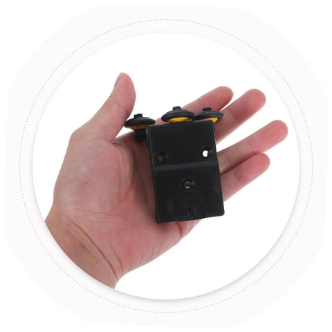 Heavy Duty Black Sliding Door Rollers Buttery Smooth Ball Bearing Casters For Closets And Showers Quiet Glide Hardware in hand.