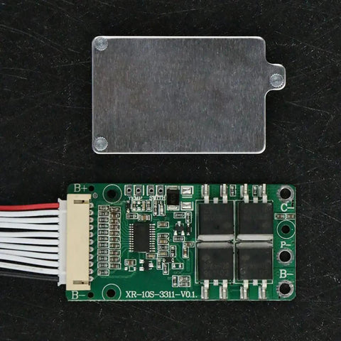 No Sweat Setup BMS 10S 36V 15A Li Ion Battery Management System PC Board with common port, compact circuit with protective cover.