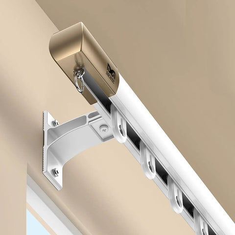 Heavy Duty Ceiling Curtain Rails With Double Track System Silent Sliding And Modern Gray Finish 11.2ft Length 3.4m Ceiling Mount Curtain Rod For Office Living Room Bedroom Kitchen Farmhouse And Outdoor Use, ceiling-mounted silver track with brackets