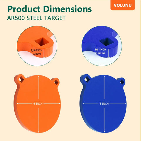 AR500 Steel Target Plates Three Eighths Inch Thick Six Inch Diameter High Vis Blue Gong Target dimensions illustration