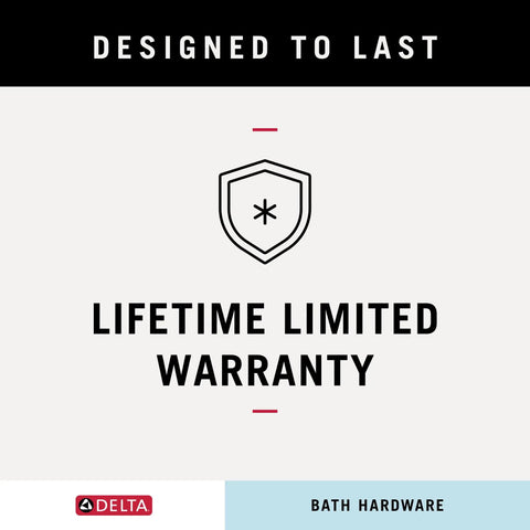 Designed to last graphic with lifetime limited warranty for Dryden 24 Inch Wall Mounted Towel Bar In Polished Chrome For A Space Saving Bath Upgrade, Durable Chrome Finish Resists Tarnish And Corrosion, Easy To Clean And Install, Slick Modern Look That Marries Function With Style.