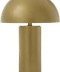Gold Metal Table Lamp With Dome Shade For Living Room Contemporary Accent Light Built From Sturdy Iron 14 Inch Square Base 22 Inches Tall Minimalist Sleek Decor That Pairs With Any Space