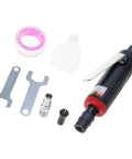 Professional 90 Degree Angled Air Powered Die Grinder with accessories including wrenches and connectors for rust stripping and engraving.