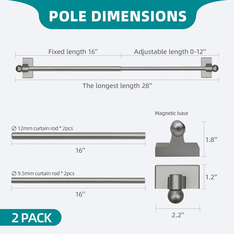 Adjustable Magnetic Rods For Metal Appliances Doors And Windows No Drill Easy Mount 9 To 28 Inch Extendable Towel Bar dimensions