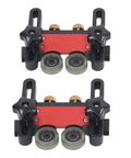 Beast Mode Adjustable Featherboard Kit With Smooth Polyurethane Wheels For Table Saw Feeding And Router Table Safety Rock Solid Aluminum Frame Hella Tight Grip All Day Long with detailed view of poly wheels.