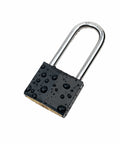 Outdoor Rustproof Covered Brass Padlock With Stainless Steel Long Shackle Keyed Lock showing water droplets for weather resistance