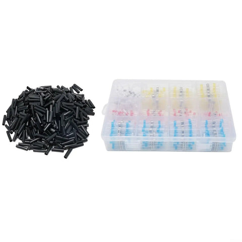 Awesome Heat Shrink Solder Seal Wire Connectors Kit For Car And Boat Wiring No Crimping Needed Waterproof Sealing Transparent Sleeves black sleeves and storage case