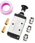 4R210-08 Hand Lever Air Valve With Mufflers, 5 Way 2 Position Manual Pneumatic Control Valve, One Quarter Inch Port