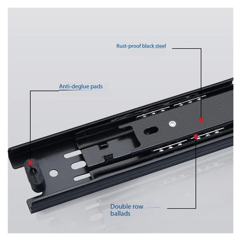 Side Mount Ball Bearing Drawer Slides 12 Inch Black 2 Pack, Smooth Silent Opening, Full Extension, Folding Design, Easy Glide Rails For Cabinets