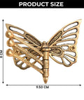 Knockout Brass Butterfly Swivel Hook Foldable Tri Arm Gold Finish Coat Rack showing dimensions of 9.5 x 8 cm.