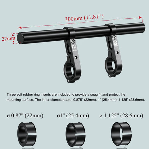 Handlebar Extender Cross Bar 11.81 Inches Long Aluminum Alloy Mount Bar for Bikes and Motorcycles with 22mm Diameter