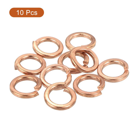 Copper Split Lock Washers M8 10 Pack Spring Lock Washer Assortment For Screws Bolts Nuts Anti Loosening Durable Pickled Copper Finish