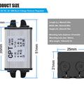 3 Pack Buck Converter 12V To 6V DC Step Down Regulator with dimensions, aluminum shell, and 3A 18W output for automotive use