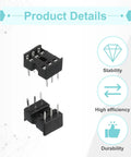 80 Pcs DIP IC Socket Adapters Kit With 7.62mm Row Pitch And 6 Pin ICs, 2.54mm Pitch for breadboard projects, stability features