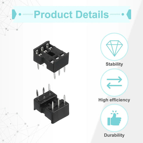 80 Pcs DIP IC Socket Adapters Kit With 7.62mm Row Pitch And 6 Pin ICs, 2.54mm Pitch for breadboard projects, stability features