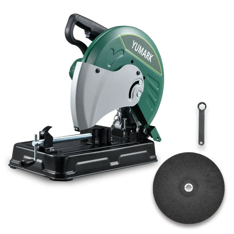 Powerful 2400W 3800RPM Chop Saw With 14 Inch Blade 45 Degree Adjustable Metal Cutting Angles For Rebar Angle Iron Hollow Pipe Heavy Duty Steel Cutting Tool