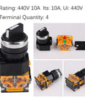 Waterproof 2 Position Rotary Switch With Latching Knob, DIY Friendly Easy Install Selector Switch Kit, 5-piece set