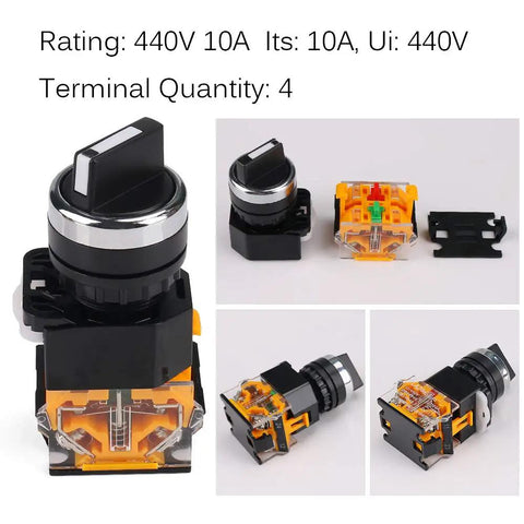 Waterproof 2 Position Rotary Switch With Latching Knob, DIY Friendly Easy Install Selector Switch Kit, 5-piece set