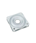 Boss Level 2 Inch Square Lazy Susan Turntable Bearings, 5 Pack Galvanized Steel Swivel Plates For Kitchen Island And Vanity Tops, Rust Proof Ultra Smooth Rotation Base Hardware close-up view of a galvanized steel swivel plate.
