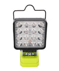 GOWENIC Cordless Floodlight with 6000lm brightness and 360-degree rotating head, featuring a sturdy black and green design.