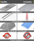 Comparison of features for Must Have 96 Pack 360 Degree Visibility Spoke Reflectors For Mountain And Road Bikes Waterproof Clip On Reflective Lights Covers Safe Bike Safety Gear Fits 1.9 To 2.4 Millimeters Spokes.