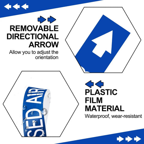 Economy 1 Roll Pipe Markers For Compressed Air Lines, 1 Inch High By 8 Inch Wide, Self Adhesive White And Blue Labels, Easy Peel And Apply, Durable Plastic Film Identification For Piping Systems