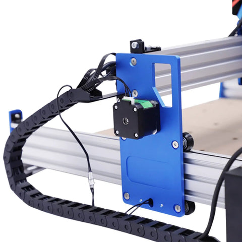 Close-up view of motor and aluminum frame on Badass 3 Axis CNC Router Station With 4040 Woodworking Engraver.
