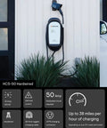 40 Amp Level 2 Home EV Charger With 25 Foot Cable J1772 Connector Hardwired Installation Ready on exterior wall