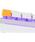 Side view of Solid Flex Compact Mechanical Gaming Keyboard With Heavy Aluminum Build Smooth Fox Switches with RGB lighting.