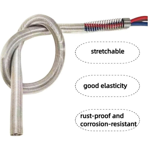 Heavy Duty Galvanized Steel Compression Spring Built Tough For Hydraulic Hose Shield and Silicone Tube Guard With Rock Solid Corrosion Resistance For Hassle Free Outdoor Maintenance And Smooth Operation On Every Machine Job, showing its stretchable and corrosion-resistant features.