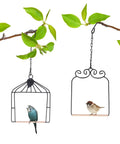 Outdoor Bird Swing With Metal Frame And Wooden Dowel Perch For Finches And Hummingbirds, Rust Resistant Durable Two Pack hanging on tree