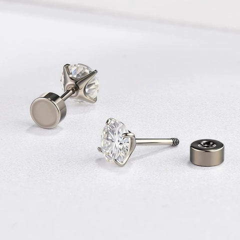 Premium D Color Moissanite Stud Earrings Crafted From Certified G23 Implant Grade Titanium Screw Back For Tragus Cartilage Labret Helix Piercings Nickel Free Hypoallergenic Good Vibes For Sensitive Skin Slay Game Strong For Women Men 3MM Size with a diamond-like appearance.