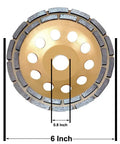 Beefy Double Row Diamond Cup Grinding Wheel 6 Inch For Concrete Masonry Rock Stone Granite Marble Ceramic Surfaces Heavy Duty Angle Grinder Disc Wet Or Dry Use