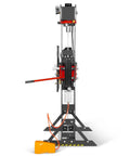 Side view of Beefy 30 Ton H Frame Air Hydraulic Shop Press with hand winch and pin kit, fully welded steel frame and foot pedal control.