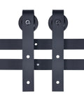 Upgrade Your Digs With This 6.6 Ft Black Sliding Barn Door Hardware Kit features durable black sliding rails and wheels for smooth operation.