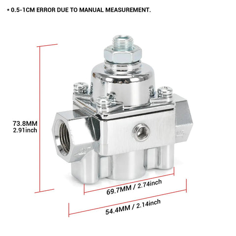 Adjustable Fuel Pressure Regulator With Gauge For Holley And Edelbrock Carburetors Dial In 4.5 To 9 PSI 3/8 NPT 1 In 2 Out