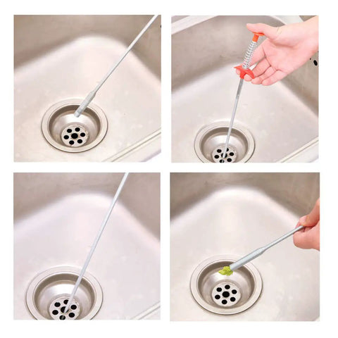 2 Pack Flexible Drain Dredge Hook Cleaner Gripper Grabber For Kitchen Bathroom Toilet Tub Clog Remover Retractable Claw Retriever 24 Inch And 64 Inch Lengths