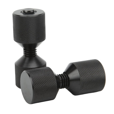 Two Hole Pipe Flange Alignment Pins in anodized black aluminum for automotive, marine, and machinery, showing precise threading.