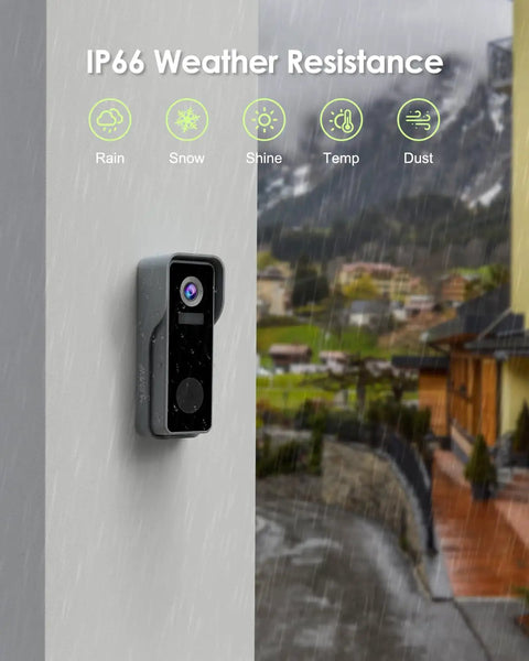 2K HD Wireless Doorbell Camera With Chime And Voice Changer Motion Detector Night Vision 2 Way Audio Anti Theft Device Rechargeable Battery Smooth 2.4G WiFi Connection SD Or Cloud Storage No Subscription Plug And Play Easy Install