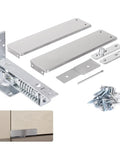 Heavy Duty Double Action Door Hinge with Self Closing, Stainless Steel, parts and screws visible, fits wood doors 1.25 to 1.75 inches thick