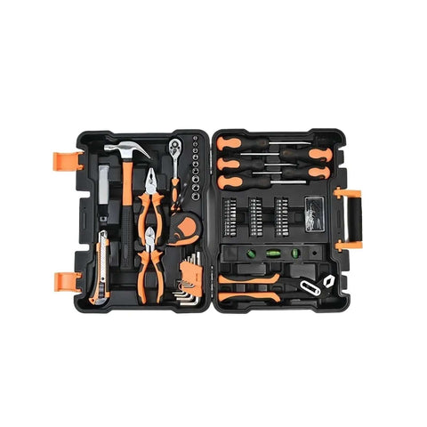 Go Anywhere 109 Piece Socket And Wrench Set Auto Repair Combo Kit Portable Garage Tools Heavy Duty Wrenches organized in durable case.
