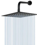 Square Rain Shower Head With 15 Inch Extension Arm 8 Inch Matte Black Stainless Steel Rainfall Shower Head For Full Body Coverage And Dope Waterfall Flow