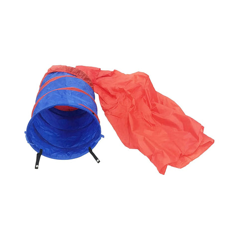 Dog Agility Tunnel With Chute Training Gear 24 Inch Diameter 32 Inch Tunnel And 152 Inch Chute shown open on white background