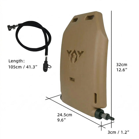1.75L Hydration Panel For Vests With Leakproof Reservoir, 105cm Detachable Tube And Silicone Bite Valve, Waterproof Khaki